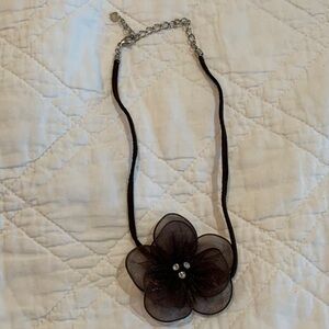 Brown Floral Pendant Necklace with Sparkling Centers